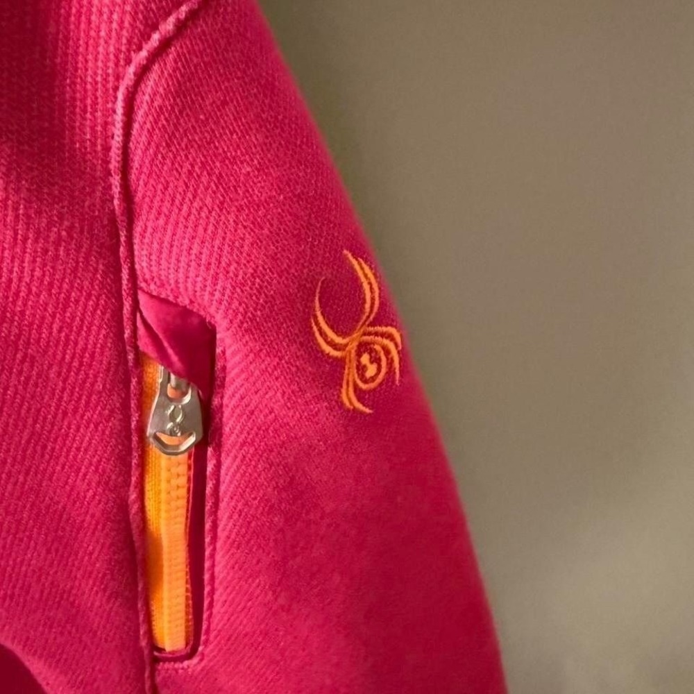 'Spyder pink fleece jacket with orange‎ accents, Size XL - Picture 4 of 6
